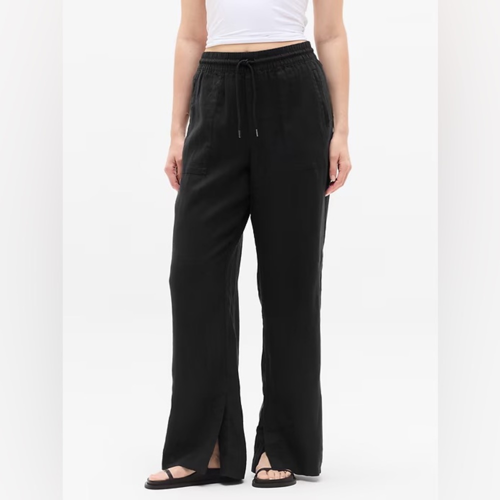 Athleta Retreat Linen Mid Rise Wide Leg Pant Medium Tall